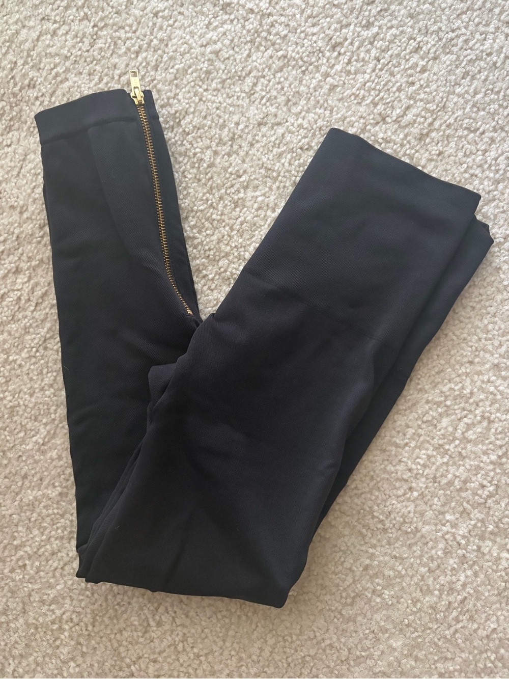 Spanx Black Stretch Seamless leggings with Side Zip Accent